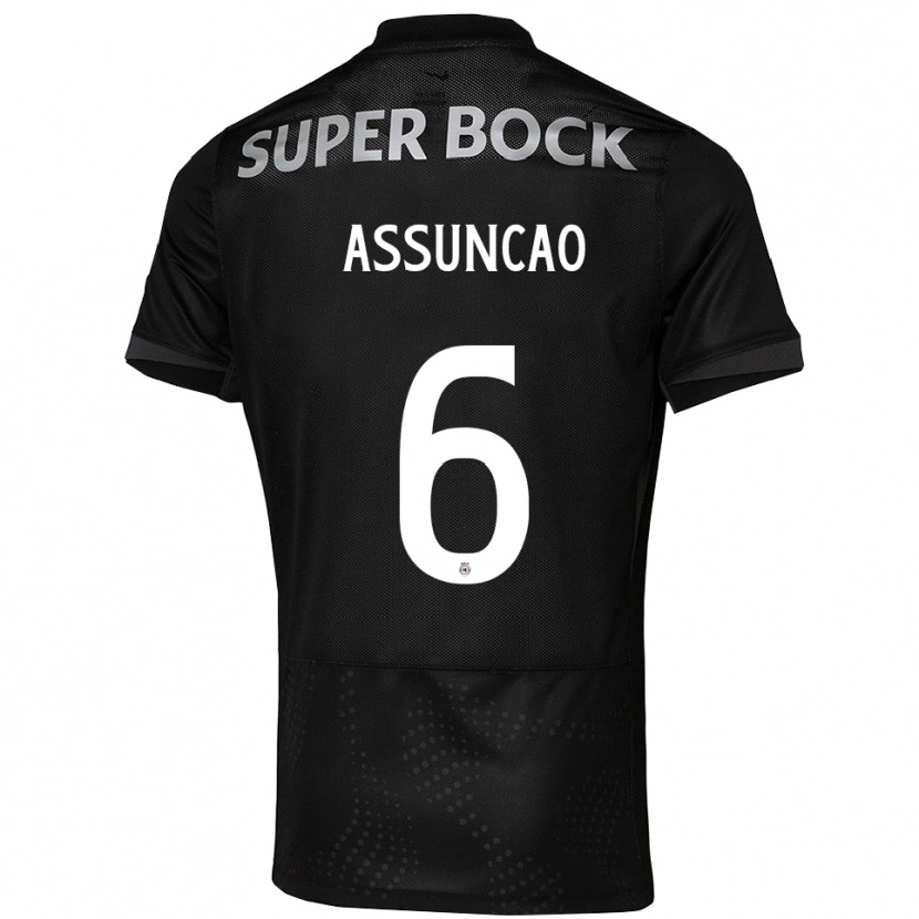 Danxen Børn João Assunção #6 Sort Hvid Udebane Spillertrøjer 2025/26 Trøje T-Shirt