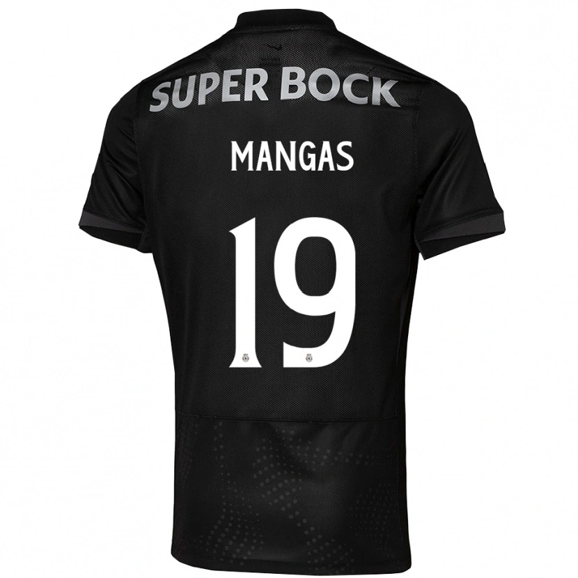 Danxen Børn Ricardo Mangas #19 Sort Hvid Udebane Spillertrøjer 2025/26 Trøje T-Shirt
