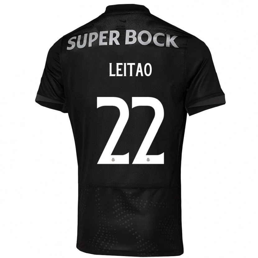 Danxen Børn Tiago Leitão #22 Sort Hvid Udebane Spillertrøjer 2025/26 Trøje T-Shirt