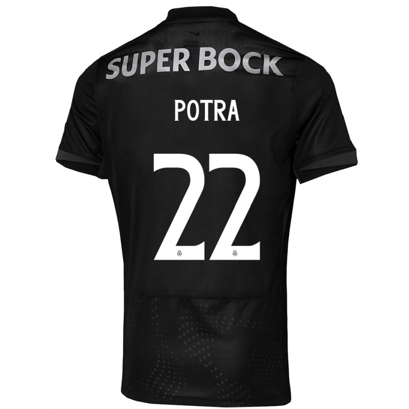 Danxen Børn Catarina Potra #22 Sort Hvid Udebane Spillertrøjer 2025/26 Trøje T-Shirt