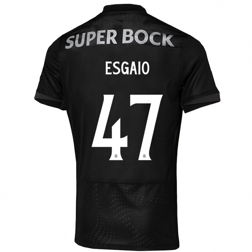 Danxen Børn Ricardo Esgaio #47 Sort Hvid Udebane Spillertrøjer 2025/26 Trøje T-Shirt