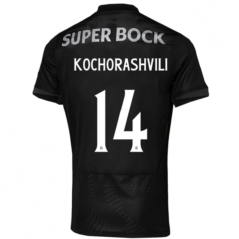 Danxen Børn Giorgi Kochorashvili #14 Sort Hvid Udebane Spillertrøjer 2025/26 Trøje T-Shirt