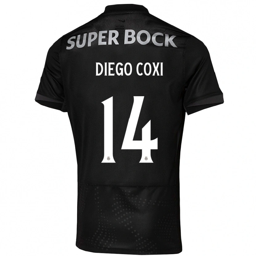 Danxen Børn Diego Coxi #14 Sort Hvid Udebane Spillertrøjer 2025/26 Trøje T-Shirt