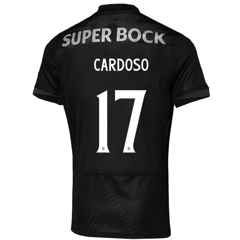 Danxen Børn Di Cardoso #17 Sort Hvid Udebane Spillertrøjer 2025/26 Trøje T-Shirt