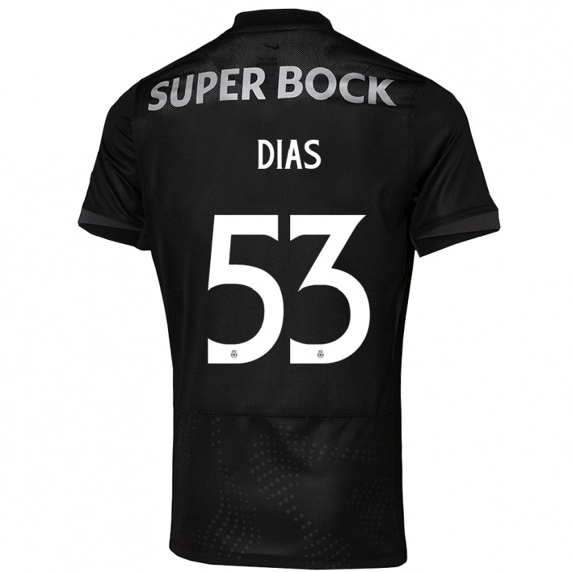 Danxen Børn Rodrigo Dias #53 Sort Hvid Udebane Spillertrøjer 2025/26 Trøje T-Shirt