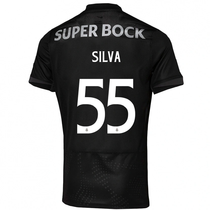 Danxen Børn José Silva #55 Sort Hvid Udebane Spillertrøjer 2025/26 Trøje T-Shirt