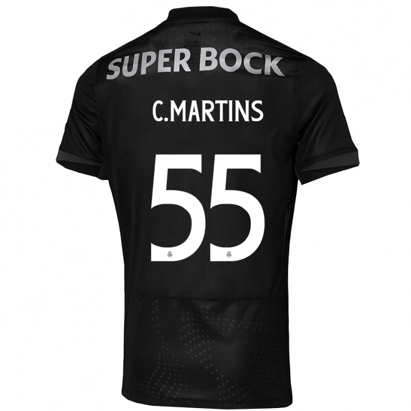 Danxen Børn Carolina Martins #55 Sort Hvid Udebane Spillertrøjer 2025/26 Trøje T-Shirt