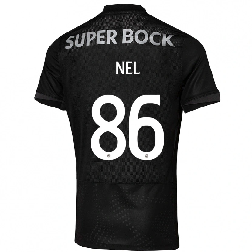 Danxen Børn Rafael Nel #86 Sort Hvid Udebane Spillertrøjer 2025/26 Trøje T-Shirt