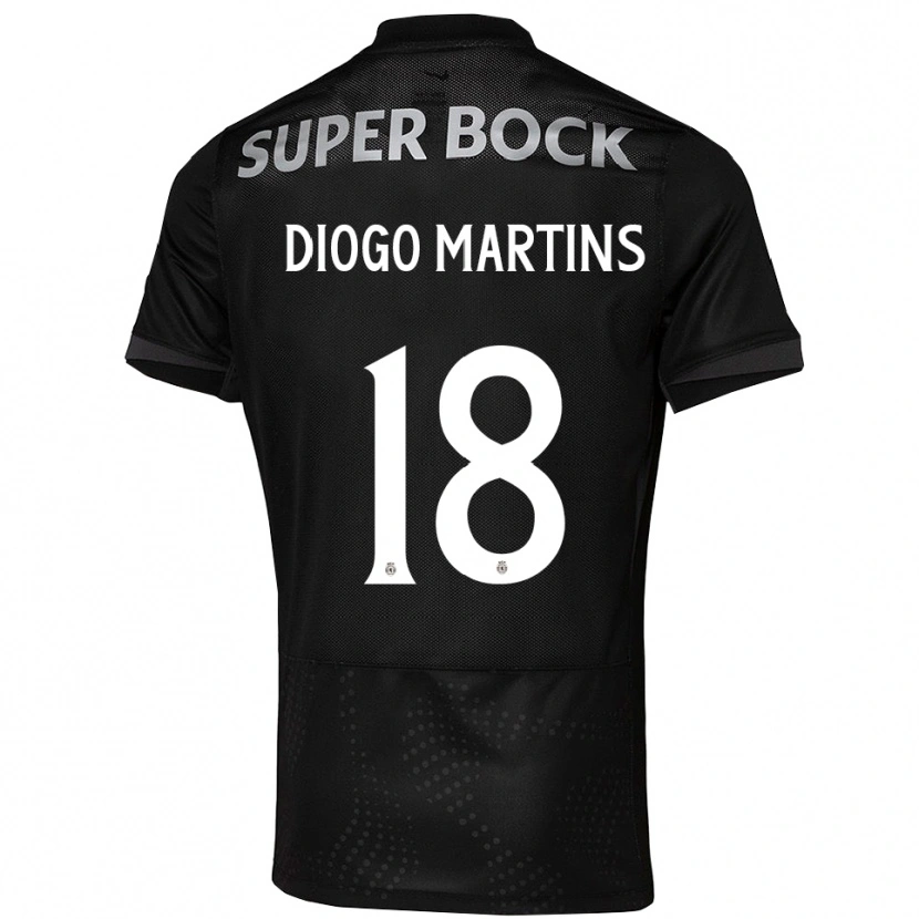 Danxen Børn Diogo Martins #18 Sort Hvid Udebane Spillertrøjer 2025/26 Trøje T-Shirt