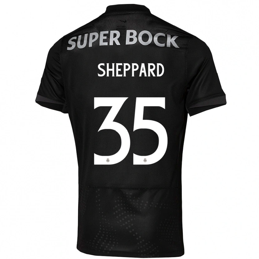 Danxen Børn Catriona Sheppard #35 Sort Hvid Udebane Spillertrøjer 2025/26 Trøje T-Shirt