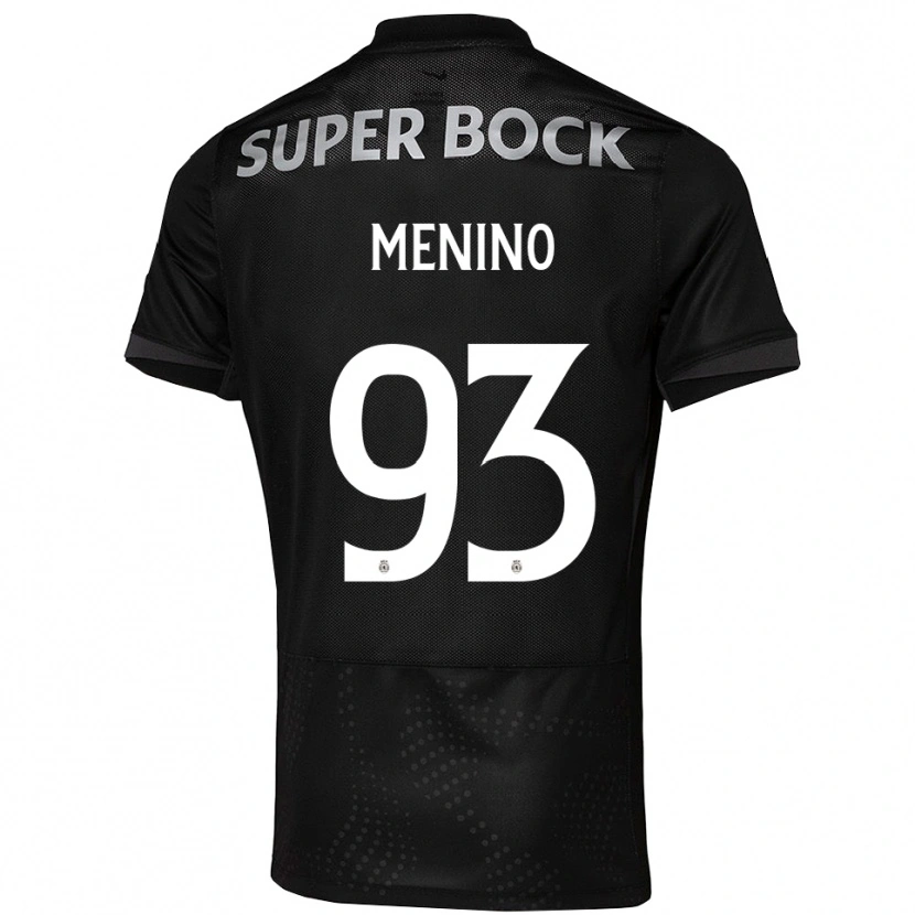 Danxen Børn Miguel Menino #93 Sort Hvid Udebane Spillertrøjer 2025/26 Trøje T-Shirt