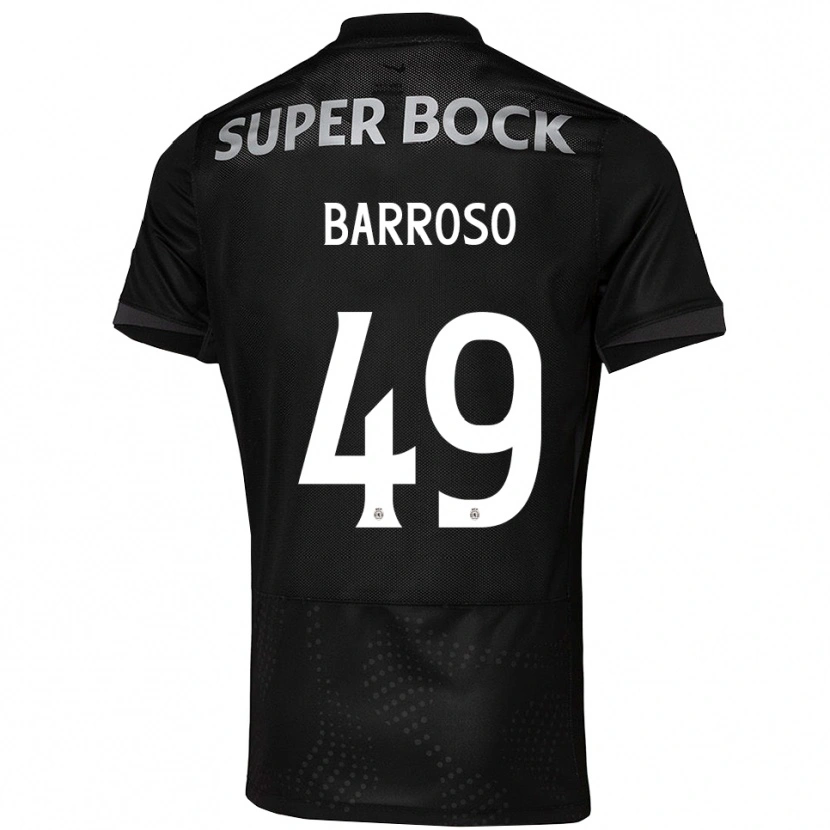 Danxen Børn Leonardo Barroso #49 Sort Hvid Udebane Spillertrøjer 2025/26 Trøje T-Shirt