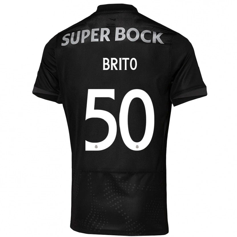 Danxen Børn Alexandre Brito #50 Sort Hvid Udebane Spillertrøjer 2025/26 Trøje T-Shirt