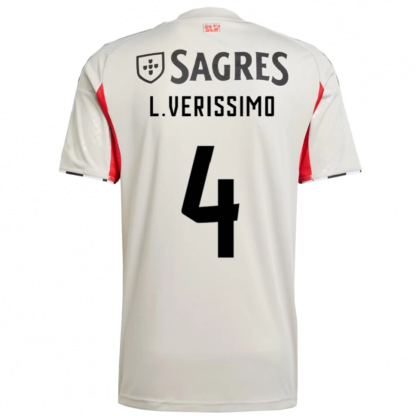 Danxen Børn Lucas Verissimo #4 Off White Rød Udebane Spillertrøjer 2025/26 Trøje T-Shirt