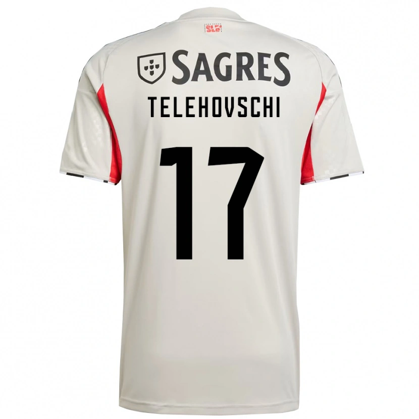 Danxen Børn Dinis Telehovschi #17 Off White Rød Udebane Spillertrøjer 2025/26 Trøje T-Shirt