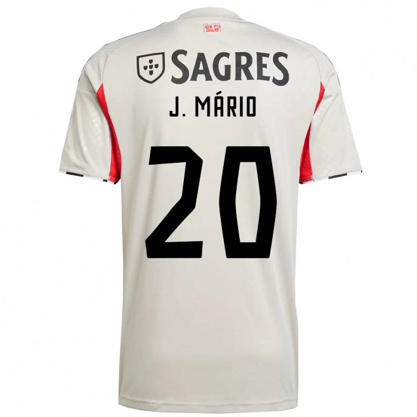 Danxen Børn Joao Mario #20 Off White Rød Udebane Spillertrøjer 2025/26 Trøje T-Shirt