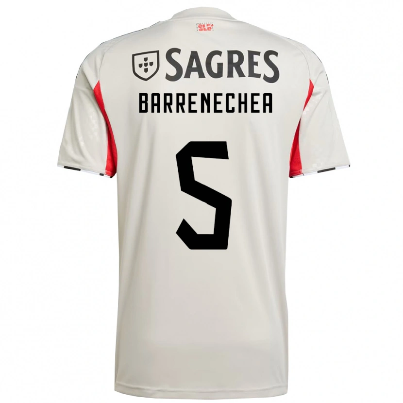 Danxen Børn Enzo Barrenechea #5 Off White Rød Udebane Spillertrøjer 2025/26 Trøje T-Shirt