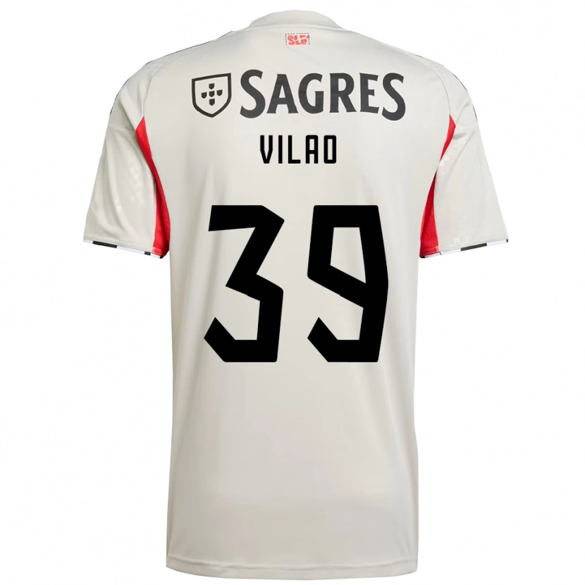 Danxen Børn Carolina Vilao #39 Off White Rød Udebane Spillertrøjer 2025/26 Trøje T-Shirt