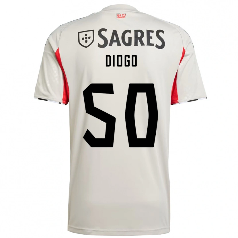 Danxen Børn Diogo Ferreira #50 Off White Rød Udebane Spillertrøjer 2025/26 Trøje T-Shirt