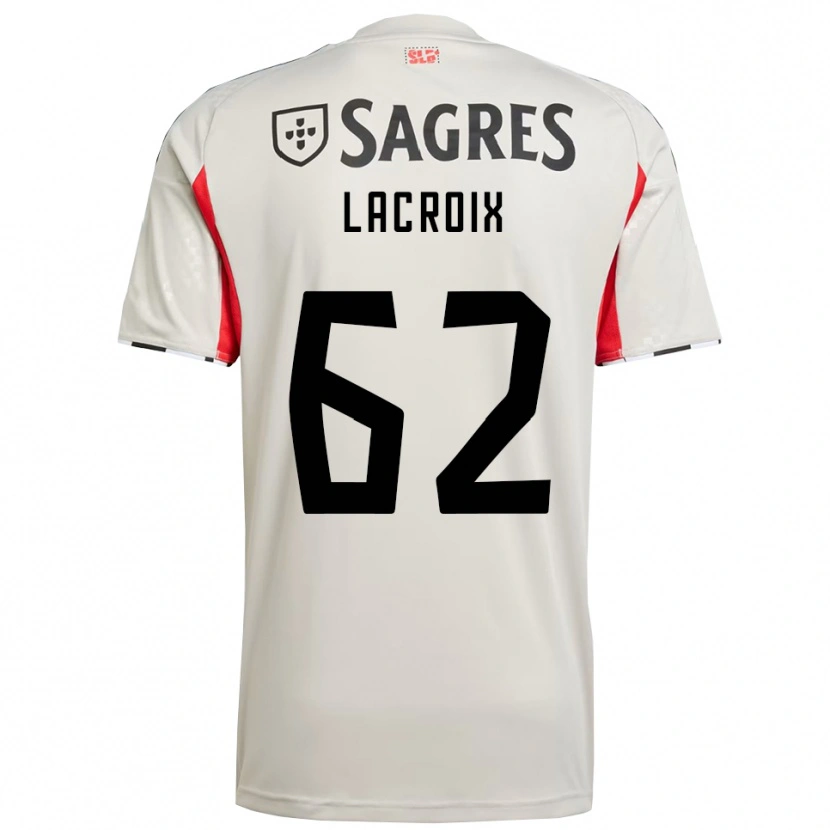 Danxen Børn Lenny Lacroix #62 Off White Rød Udebane Spillertrøjer 2025/26 Trøje T-Shirt