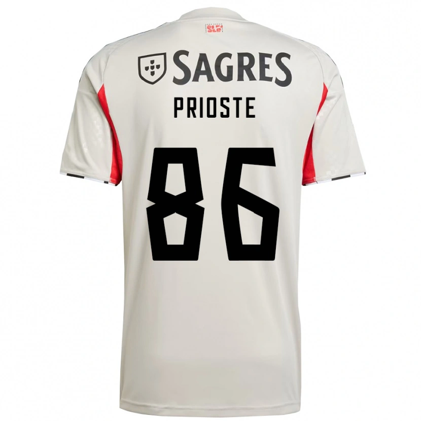 Danxen Børn Diogo Prioste #86 Off White Rød Udebane Spillertrøjer 2025/26 Trøje T-Shirt