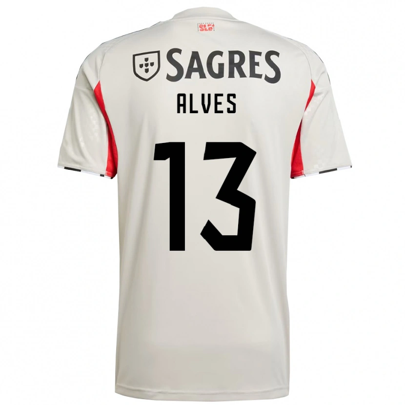 Danxen Børn Lúcia Alves #13 Off White Rød Udebane Spillertrøjer 2025/26 Trøje T-Shirt