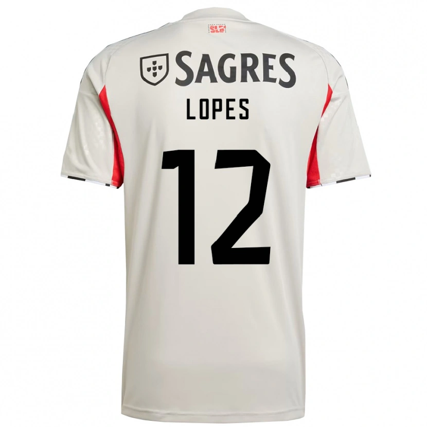 Danxen Børn Leonardo Lopes #12 Off White Rød Udebane Spillertrøjer 2025/26 Trøje T-Shirt