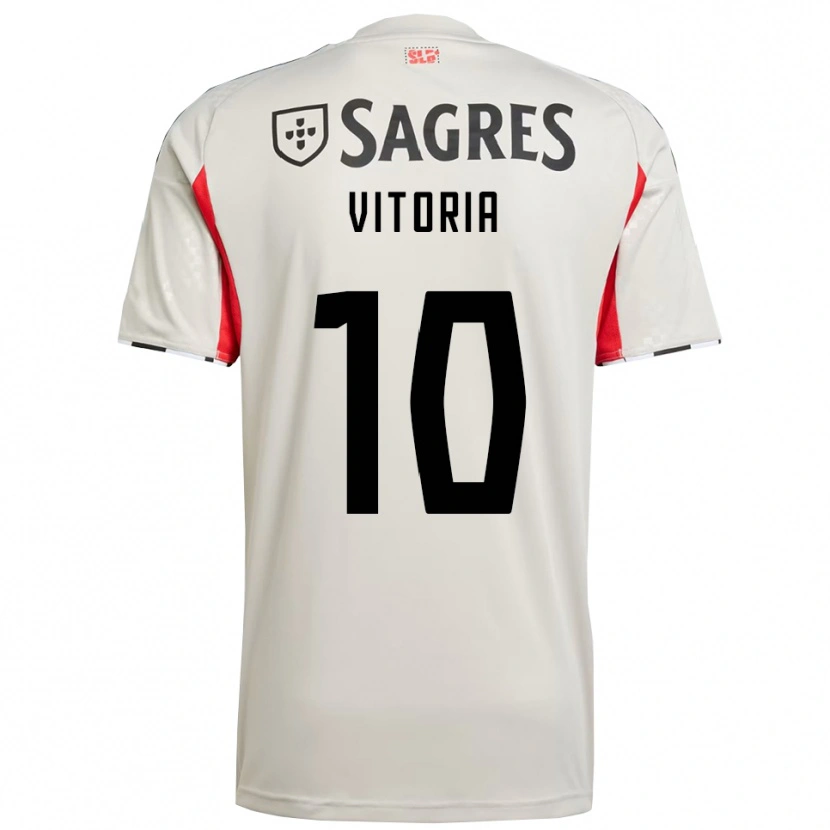 Danxen Børn Ana Vitoria #10 Off White Rød Udebane Spillertrøjer 2025/26 Trøje T-Shirt