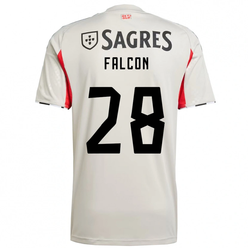Danxen Børn Andrea Falcón #28 Off White Rød Udebane Spillertrøjer 2025/26 Trøje T-Shirt