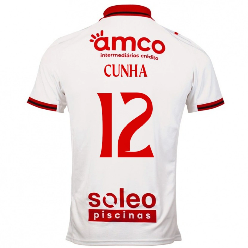 Danxen Børn Romário Cunha #12 Hvid Rød Udebane Spillertrøjer 2025/26 Trøje T-Shirt