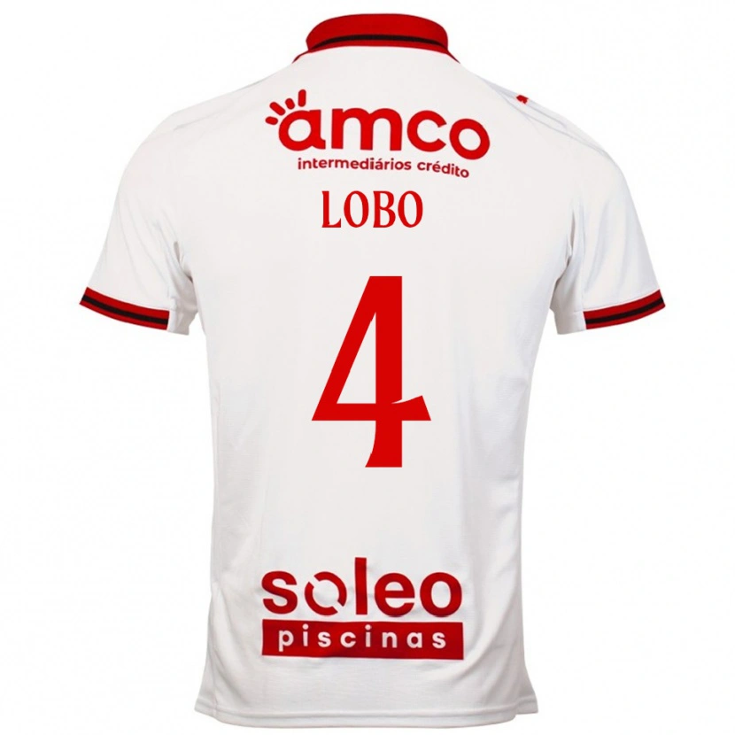 Danxen Børn Diogo Lobo #4 Hvid Rød Udebane Spillertrøjer 2025/26 Trøje T-Shirt