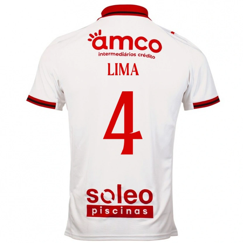 Danxen Børn Guilherme Lima #4 Hvid Rød Udebane Spillertrøjer 2025/26 Trøje T-Shirt