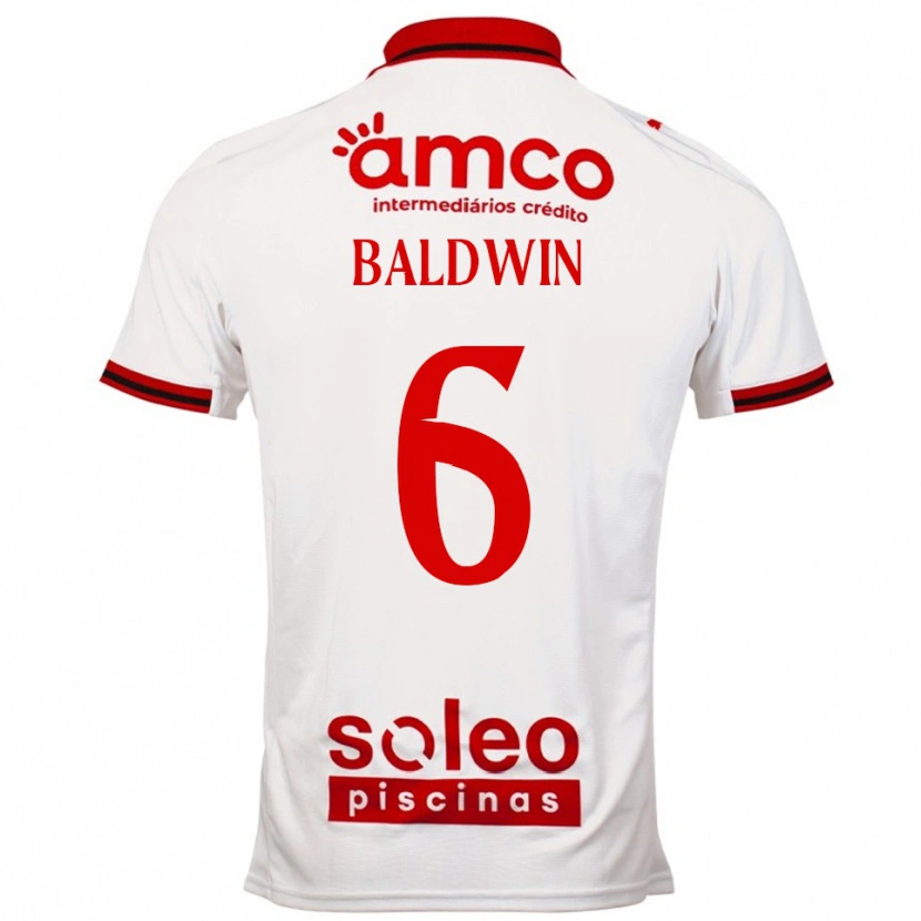 Danxen Børn Carlyn Baldwin #6 Hvid Rød Udebane Spillertrøjer 2025/26 Trøje T-Shirt