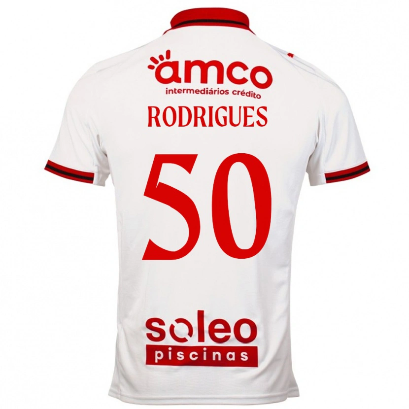 Danxen Børn Diego Rodrigues #50 Hvid Rød Udebane Spillertrøjer 2025/26 Trøje T-Shirt