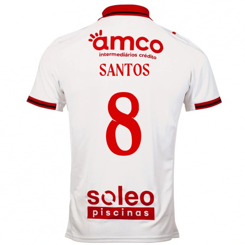 Danxen Børn Vicente Santos #8 Hvid Rød Udebane Spillertrøjer 2025/26 Trøje T-Shirt