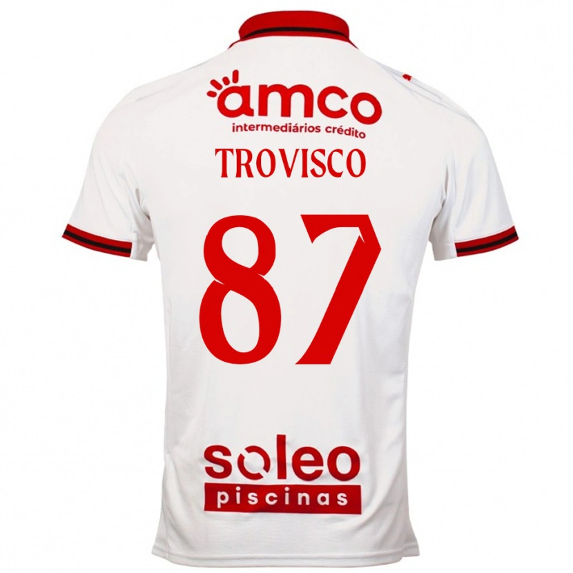 Danxen Børn João Trovisco #87 Hvid Rød Udebane Spillertrøjer 2025/26 Trøje T-Shirt