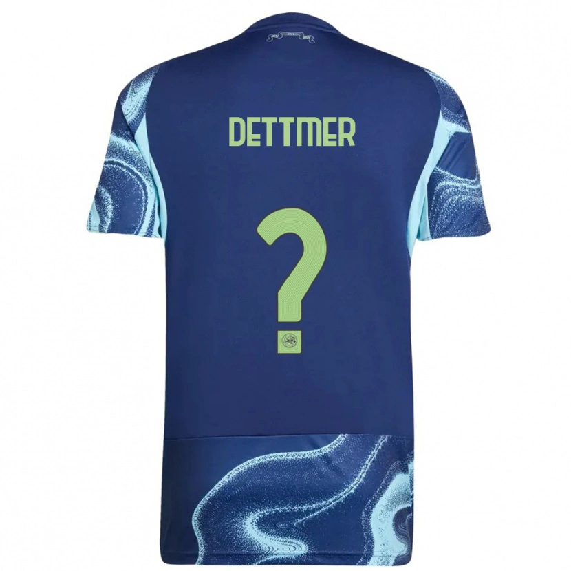 Danxen Børn Jamie Dettmer #0 Navy Himmelblå Udebane Spillertrøjer 2025/26 Trøje T-Shirt