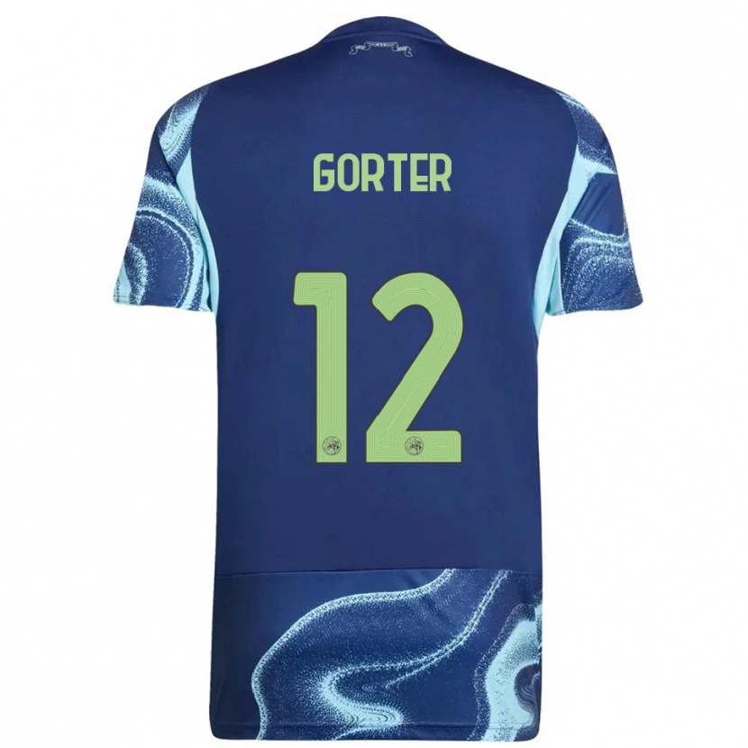 Danxen Børn Jay Gorter #12 Navy Himmelblå Udebane Spillertrøjer 2025/26 Trøje T-Shirt