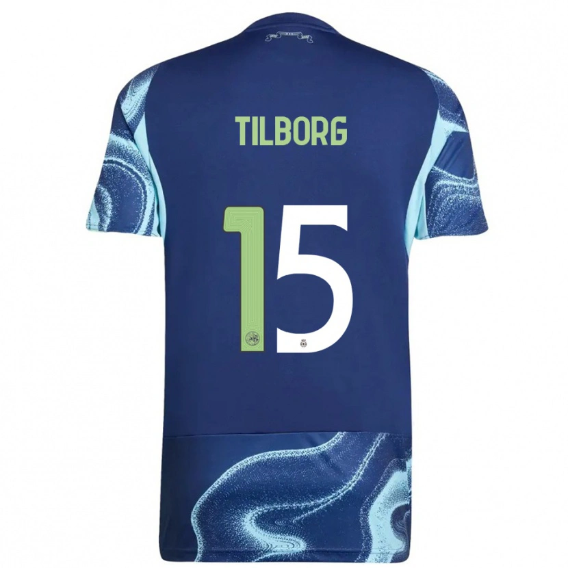 Danxen Børn Sesynijo Tilborg #15 Navy Himmelblå Udebane Spillertrøjer 2025/26 Trøje T-Shirt