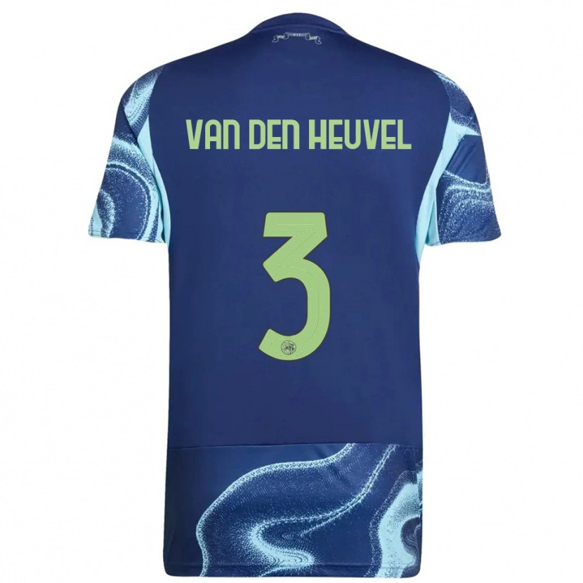 Danxen Børn Nino Van Den Heuvel #3 Navy Himmelblå Udebane Spillertrøjer 2025/26 Trøje T-Shirt