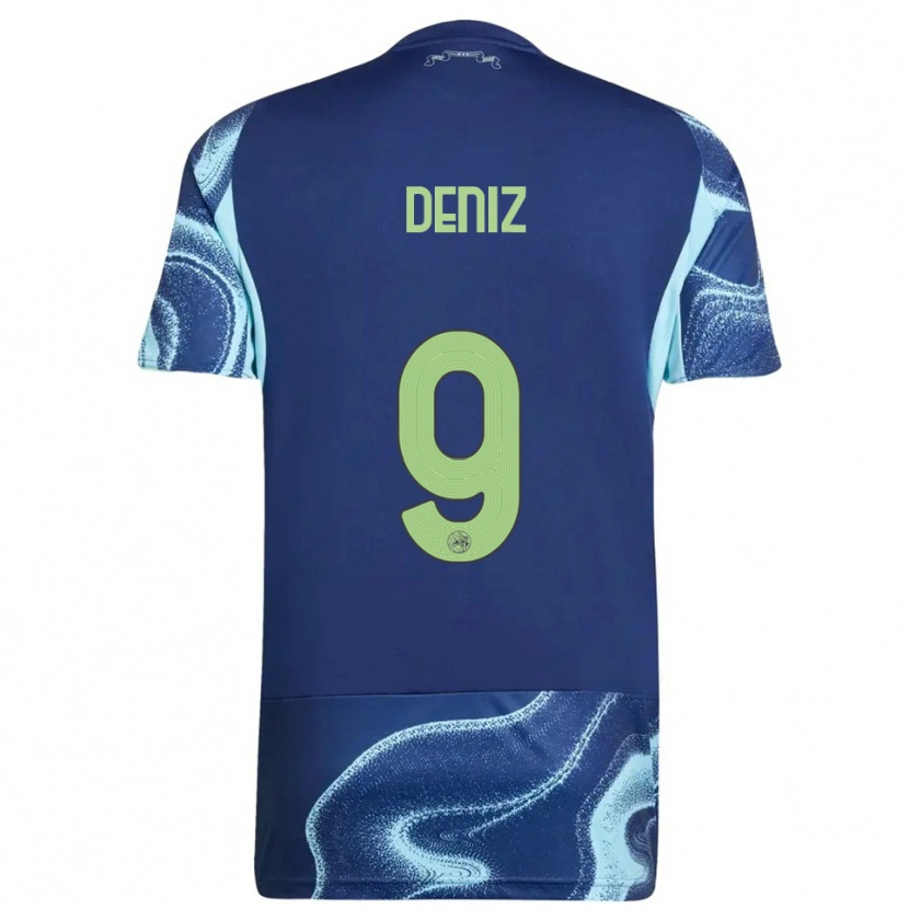 Danxen Børn Esad Deniz #9 Navy Himmelblå Udebane Spillertrøjer 2025/26 Trøje T-Shirt