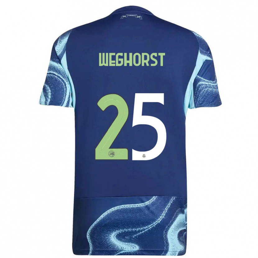 Danxen Børn Wout Weghorst #25 Navy Himmelblå Udebane Spillertrøjer 2025/26 Trøje T-Shirt