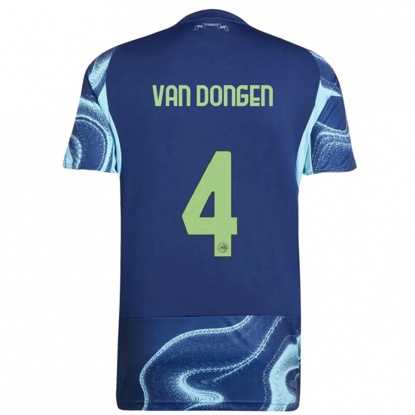 Danxen Børn Bram Van Dongen #4 Navy Himmelblå Udebane Spillertrøjer 2025/26 Trøje T-Shirt