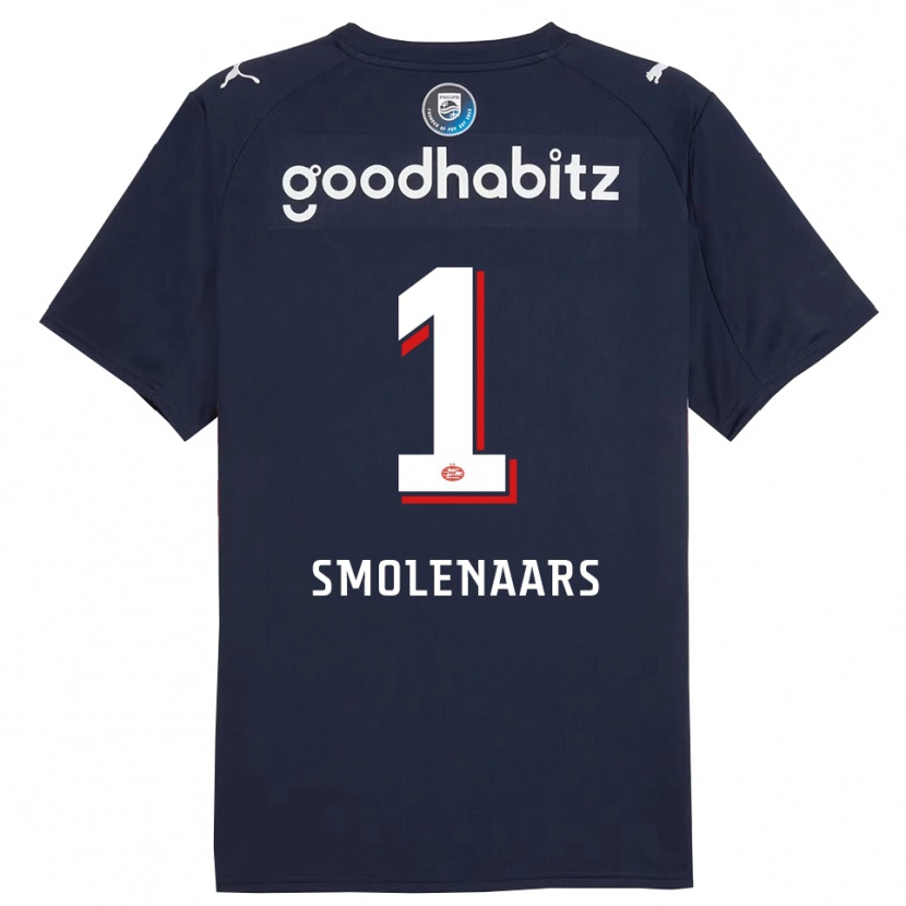 Danxen Børn Tijn Smolenaars #1 Navy Hvid Udebane Spillertrøjer 2025/26 Trøje T-Shirt