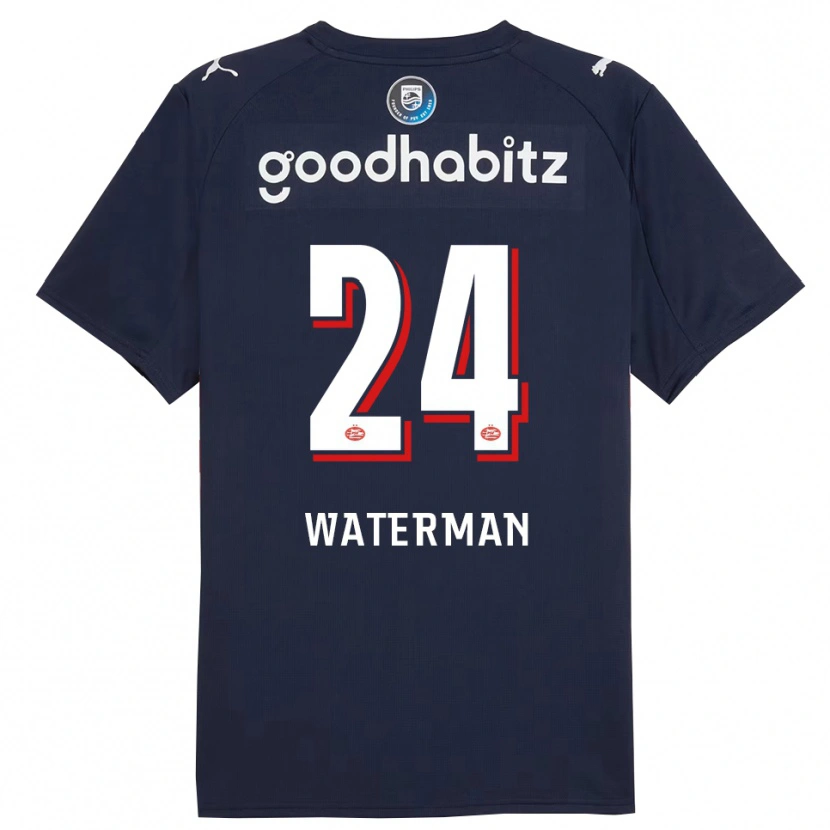 Danxen Børn Boy Waterman #24 Navy Hvid Udebane Spillertrøjer 2025/26 Trøje T-Shirt