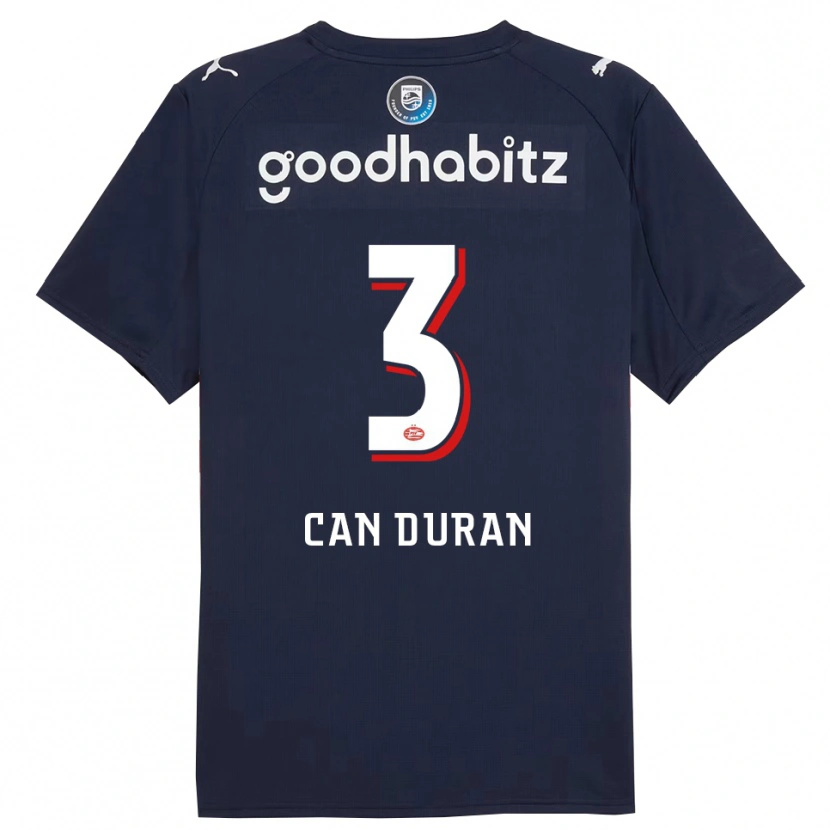 Danxen Børn Emre Can Duran #3 Navy Hvid Udebane Spillertrøjer 2025/26 Trøje T-Shirt