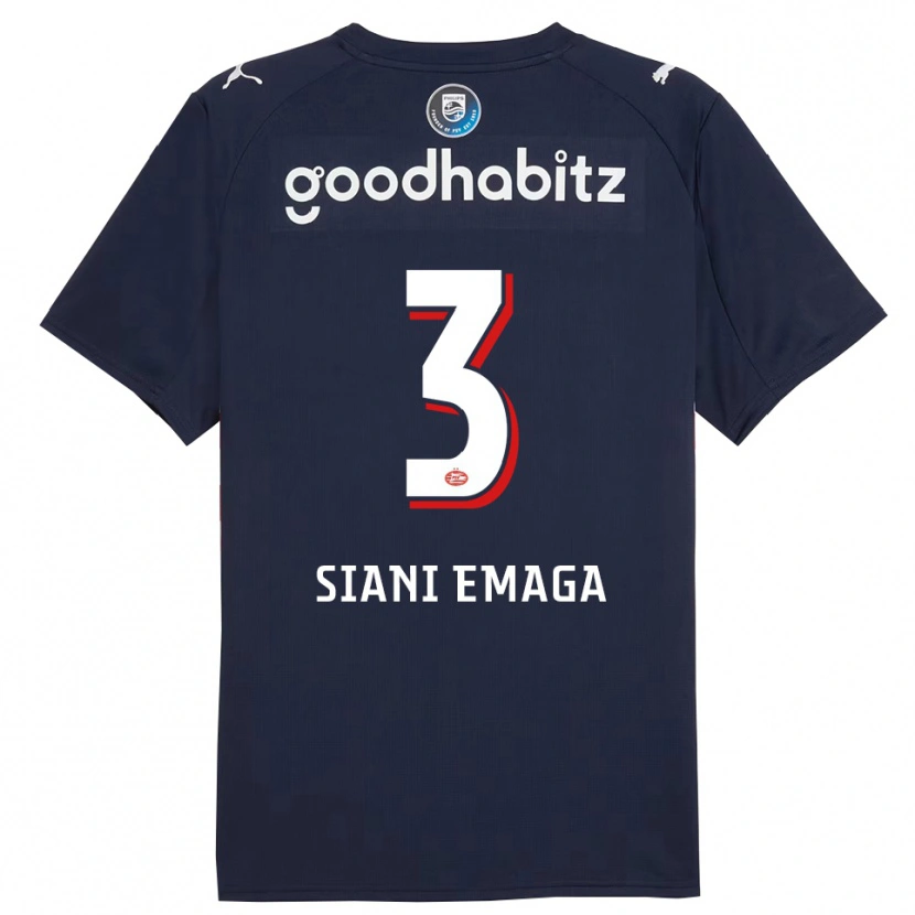 Danxen Børn Ezechiel Siani Emaga #3 Navy Hvid Udebane Spillertrøjer 2025/26 Trøje T-Shirt