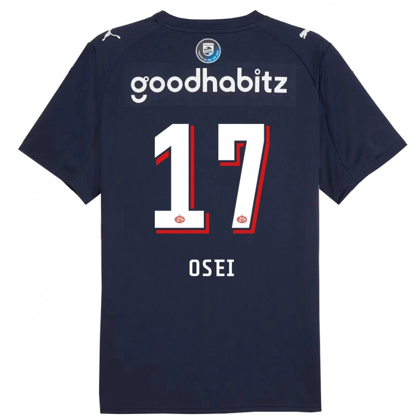 Danxen Børn Micaiah Osei #17 Navy Hvid Udebane Spillertrøjer 2025/26 Trøje T-Shirt