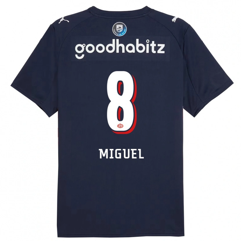 Danxen Børn Yani Miguel #8 Navy Hvid Udebane Spillertrøjer 2025/26 Trøje T-Shirt