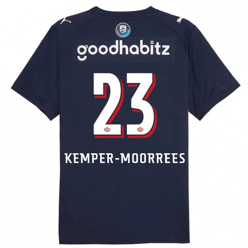 Danxen Børn Myrthe Kemper-Moorrees #23 Navy Hvid Udebane Spillertrøjer 2025/26 Trøje T-Shirt